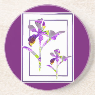 Deux Irises ~ Dessous de verre de boisson en grès