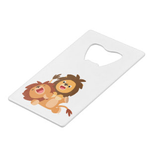 Deux Jolies Cartoon Lions Ouvrage Bouteille