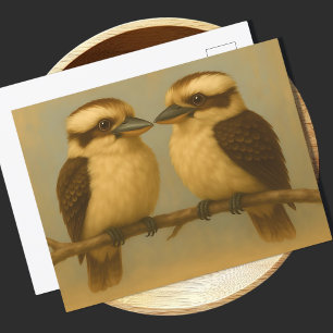 Deux Kookaburras Carte postale Australian Bird Art