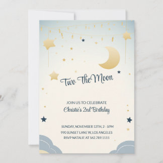 Deux La Fille Lune Deuxième Invitation de fête d'a