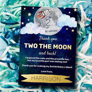 Deux La Lune 2e Carte de remerciements Foil Réel