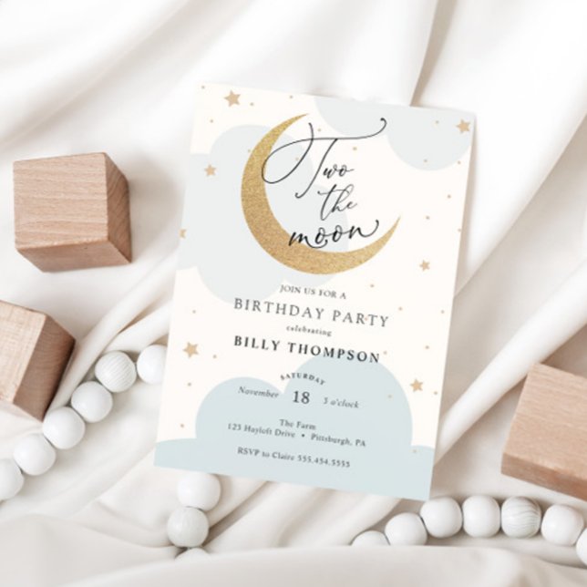 Deux la Lune Bleue Deuxième invitation anniversair (Créateur téléchargé)