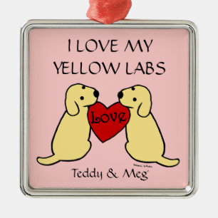 Deux Labradors jaune avec des ornements d'amour