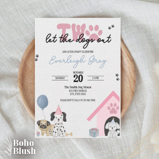 Deux laissez les chiens sortir | Carte d'invitatio