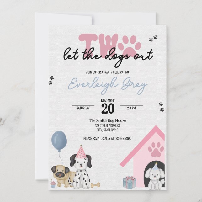 Deux laissez les chiens sortir | Invitation du 2e  (Devant)