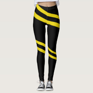 Deux lignes jaunes dessinées Leggings