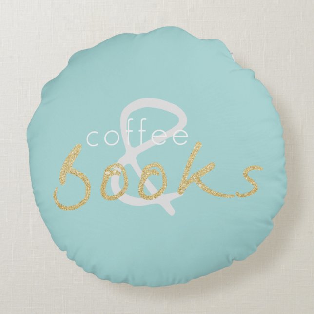 Deux livres toniques et Coussin rond de café (Dos)