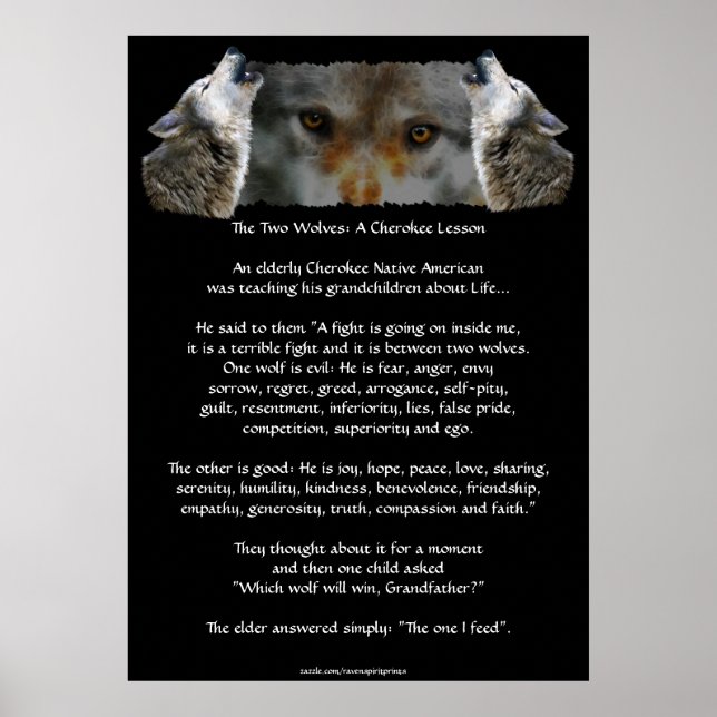 DEUX LOUPS CHEROKEE HISTOIRE Wolf Art Poster (Devant)