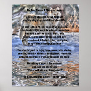 DEUX LOUPS CHEROKEE TALE Poster d'art