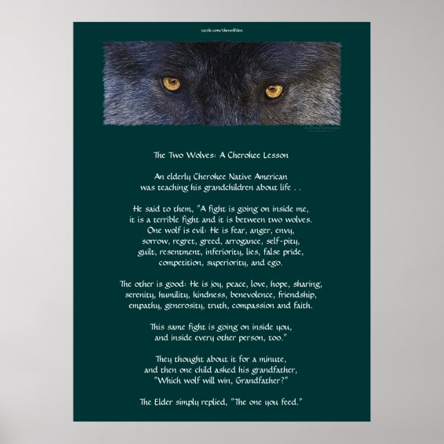 DEUX LOUPS CHEROKEE TALE Poster d'art (Devant)