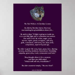 DEUX LOUPS CHEROKEE TALE Poster d'art