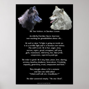 DEUX LOUPS CHEROKEE TALE Poster d'art