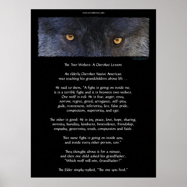 DEUX LOUPS CHEROKEE TALE Poster d'art (Devant)