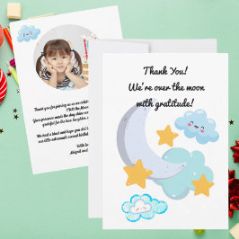 Deux lune mignonne photo carte de remerciements d'