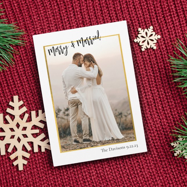 Deux Mariage photo Joyeux Marié Carte de Noël (Créateur téléchargé)