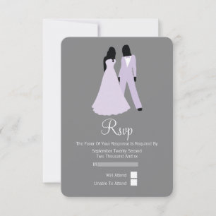Deux Mariées Mariage RSVP (Lilac Et Grey)