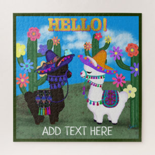Deux Mignonnes Llamas Dites Bonjour ! Puzzle