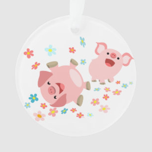Deux mignons cochons de dessin en ornement acryliq