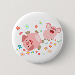 Deux mignons cochons en carton dans le badge du bo