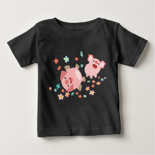 Deux mignons cochons en T-shirt bébé printemps