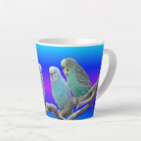 Deux Mignons Oiseaux Budgerigaires Latte Mug