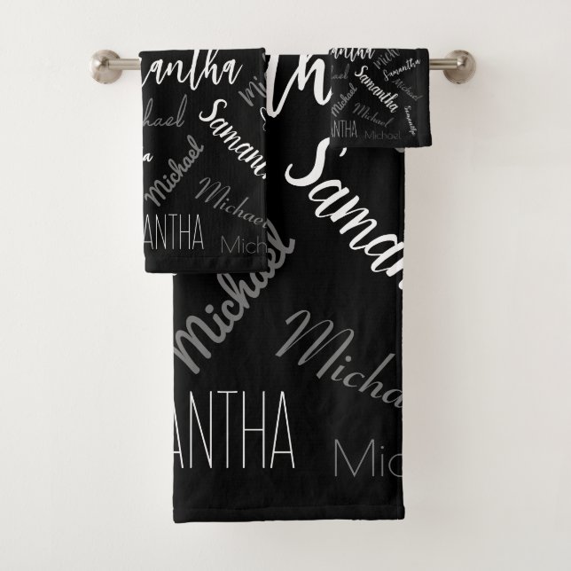 Deux noms couple motif monogramme noir gris blanc (En situation)