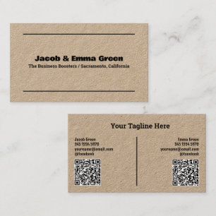 Deux noms QR Kraft Carte de visite