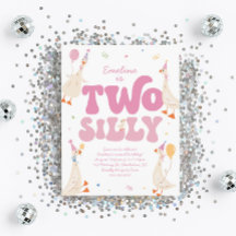 Deux oie sotte 2e anniversaire Invitation fille ro