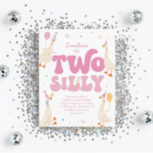 Deux oie sotte 2e anniversaire Invitation fille ro