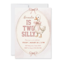 deux oie stupide rose invitation d'anniversaire
