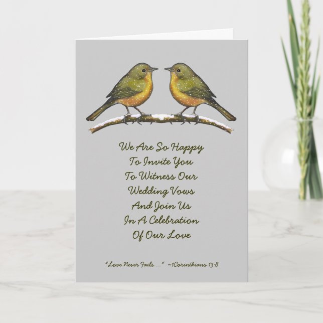 Deux oiseaux : Invitation de mariage d'hiver (Devant)
