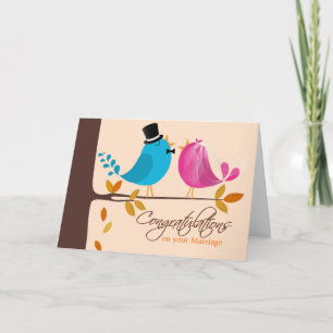 Deux Oiseaux Sur Branche   Carte de félicitations 