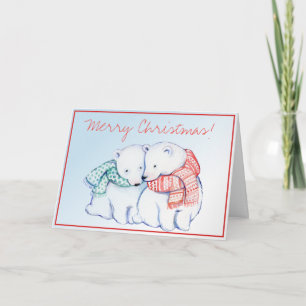 Deux Ours Polaires Joyeuse carte de voeux de Noël