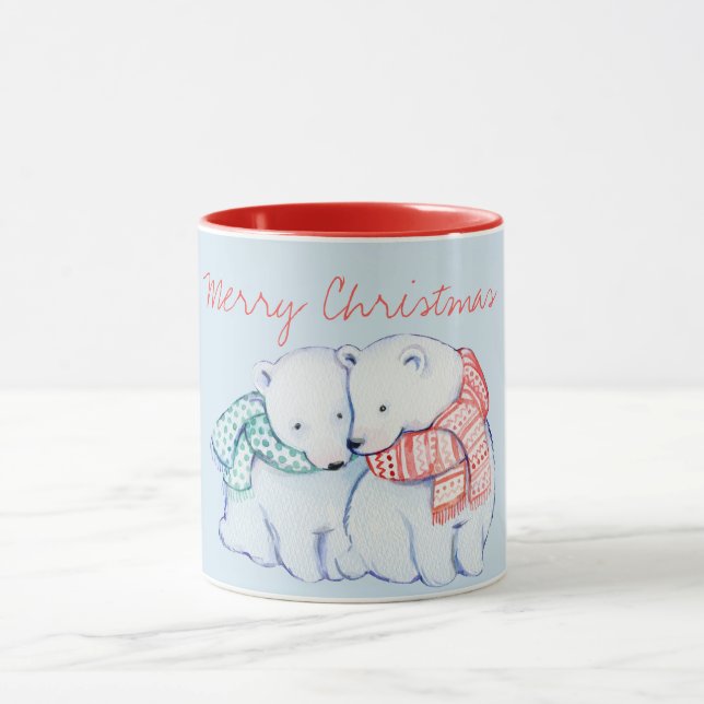 Deux ours polaires Joyeuse Mug de Noël (Centre)