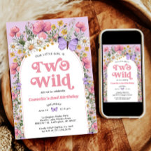 Deux papillons Fleurs sauvages sauvages Invitation