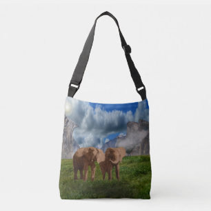 Deux Peinture à l'huile d'éléphant, Sac Crossbody