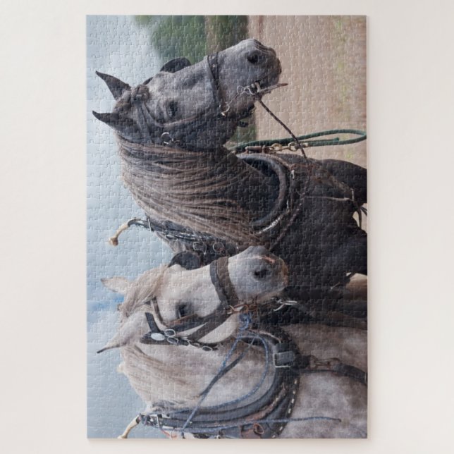 deux percheron au puzzle (Vertical)