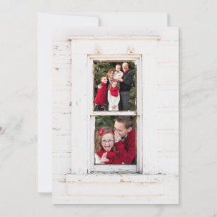 Deux Photo Farmhouse Barre Fenêtre Carte de Noël