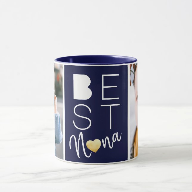 Deux photo Navy Blue Best Nana Mug (Centre)