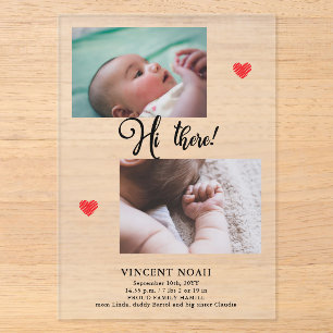 Deux photos Faire-part de naissance en acrylique g