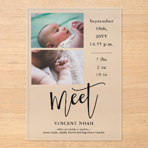 Deux photos Faire-part de naissance en acrylique g