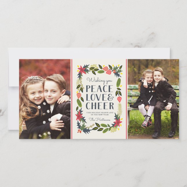 Deux photos Festive Frame Carte photo de vacances (Devant)