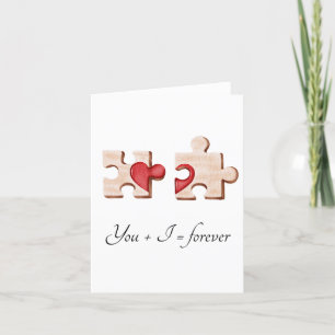 deux pièces de puzzle assorties avec carte coeur r