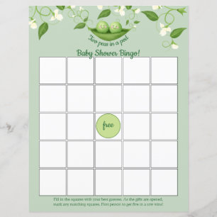 Deux pois dans le Baby shower de pois Bingo Carte 