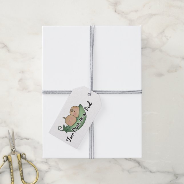 Deux pois dans un baby shower étiquette cadeau (Avec de la ficelle)