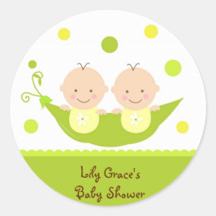 Deux Pois Dans Un Baby shower Pod Stickers Merci