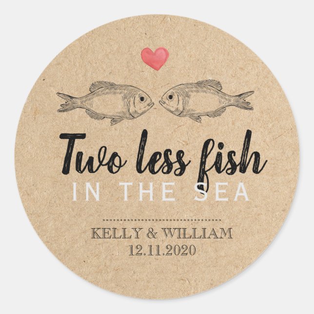 Deux poissons en moins dans la mer Favor Stickers (Devant)