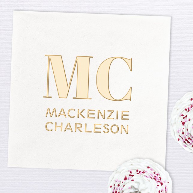 Deux premiers monogrammes simples (Two initial monogram name foil party paper napkin)