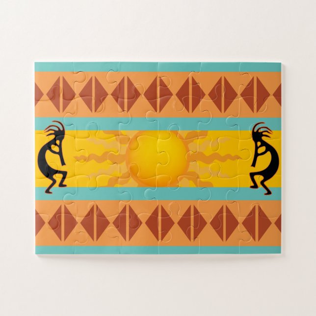 Deux Puzzle amérindien du sud-ouest de Kokopelli (Horizontal)