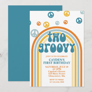 Deux Retro Boy Super 2e Invitation d'anniversaire